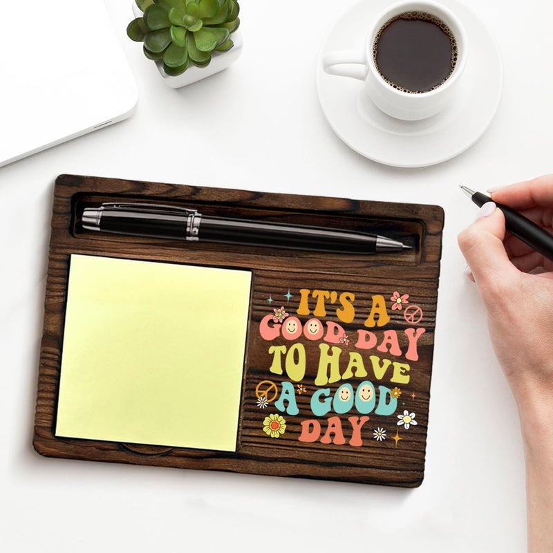 QODMGD Motivational Sticky Note Holder Inspirational Gifts for Women, It's a Good Day to Have a Good Day Post It Note Dispenser for Home Office Desk Decor - Image 3